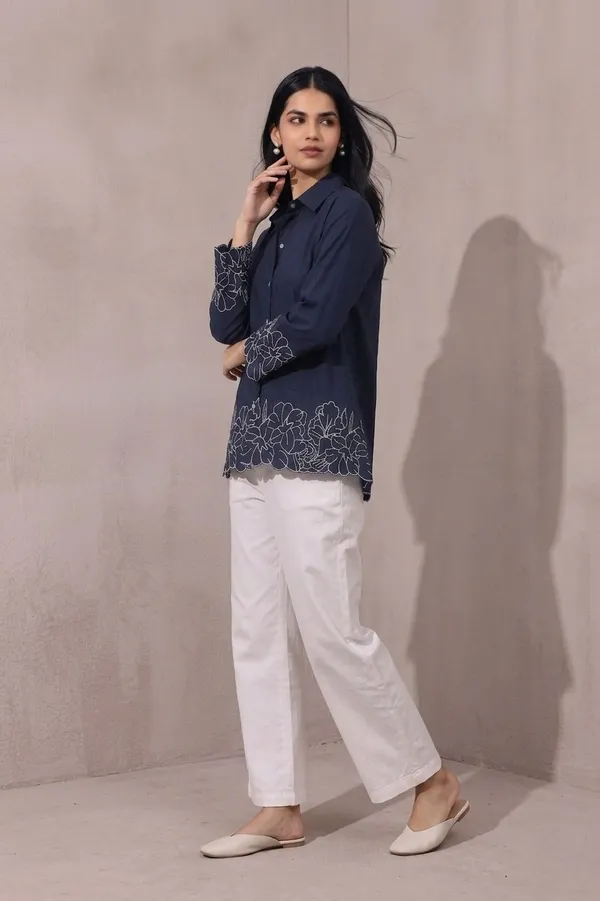 Women�s_Cotton_Embroidered_Shirt_Blue_|_Floral_Embroidery_Casual_Wear_Shirt_for_Women_|_Soft_Cotton_Stylish_Top_4