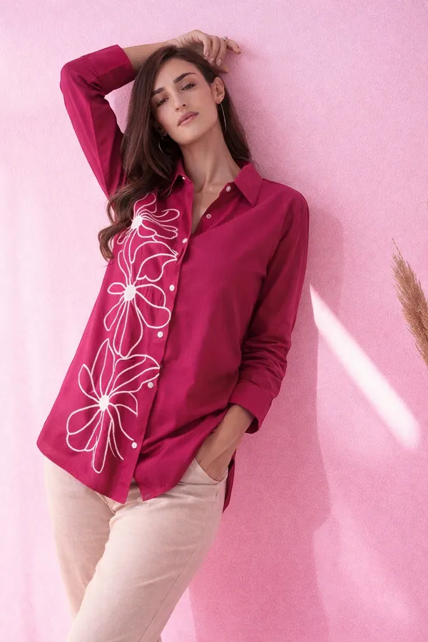 Women_Rayon_Embroidered_Shirt_�_Long_Sleeve_Button_Down_Casual_Shirt_(PINK)