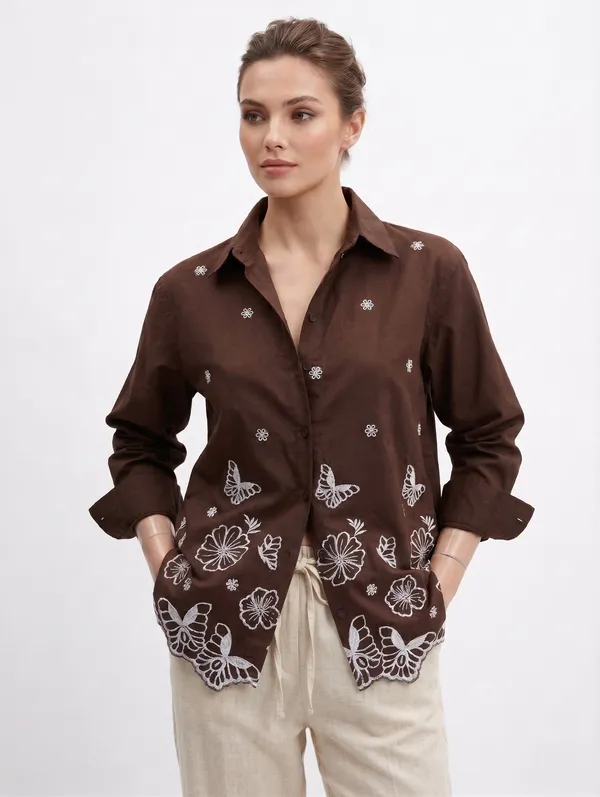 Women_Viscose_Rayon_Embroidered_Shirt_|_Floral_Casual_Button_Down_Top_|_Full_Sleeve_Stylish_Ladies_Shirt_for_Office,_Casual_PARTY_Wear