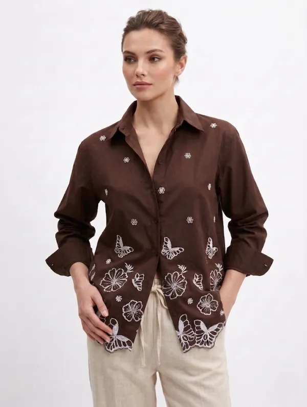 Women_Viscose_Rayon_Embroidered_Shirt_|_Floral_Casual_Button_Down_Top_|_Full_Sleeve_Stylish_Ladies_Shirt_for_Office,_Casual_PARTY_Wear