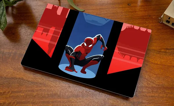 Red_Protective_Laminated_Laptop_Skin_Compatible_For_All_15.6_Inch_Laptops_Bold_Spider_Web_Design_Vinyl_Sticker,_Scratch_Resistant_Protective_Film