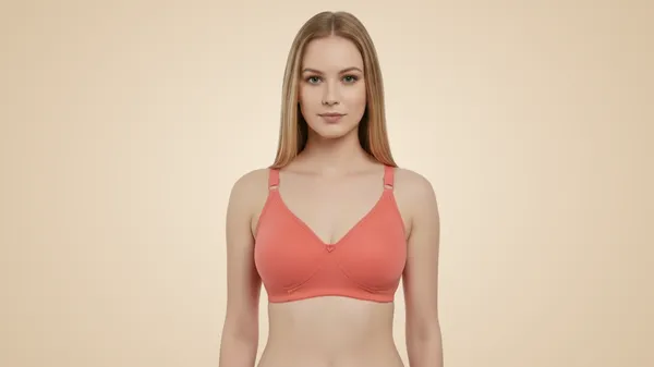 Orange__Cotton_Blend_Non_Padded_Bra_For_Women