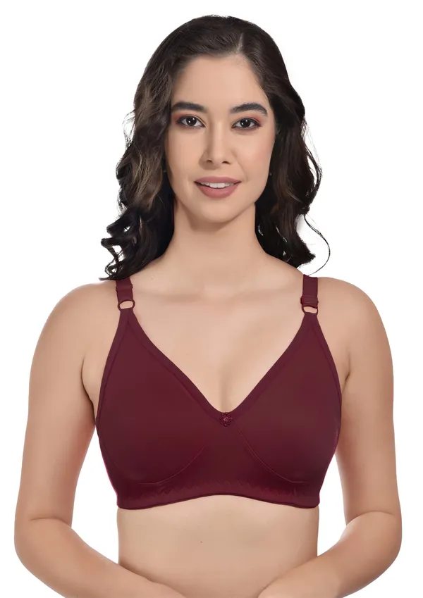 Maroon_Cotton_Blend_Non_Padded_Bra_For_Women