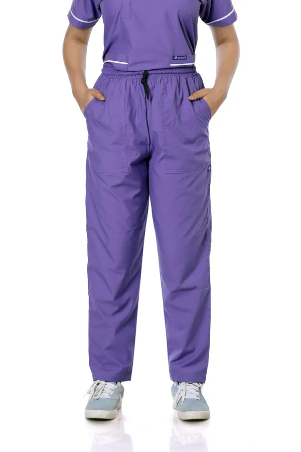 Lavender_5_Pocket_Biofit_Collar_Scrub_With_Cap_&_Mask_For_Women