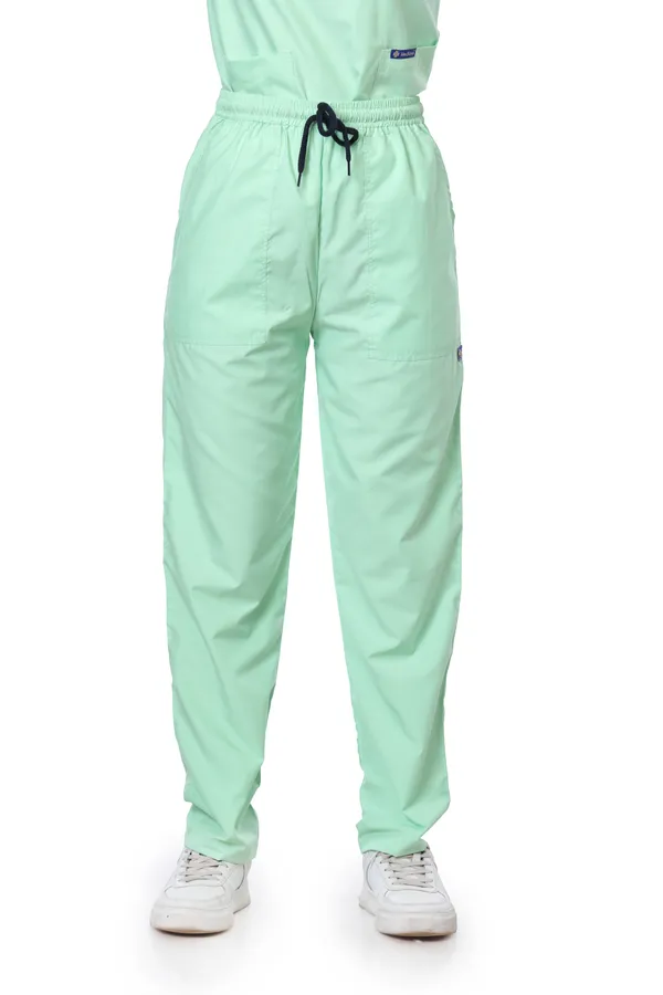 Pastel_Green_5_Pocket_V_Neck_Scrub_With_Cap_&_Mask_For_Women