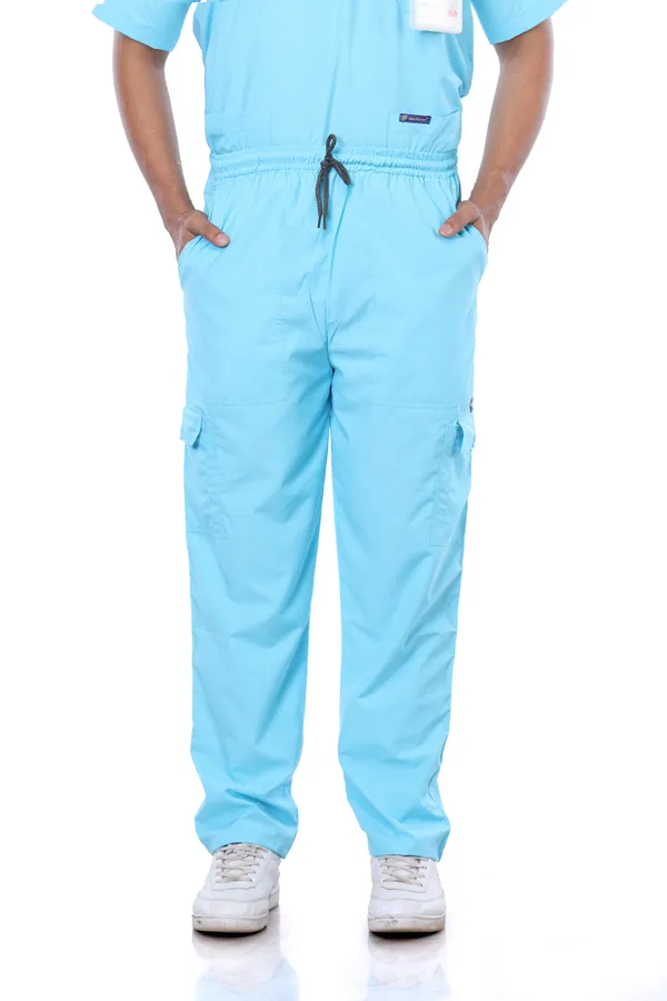 Pastel_Blue_9_Pocket_Scrub_V_Neck_With_Cap_&_Mask_For_Men