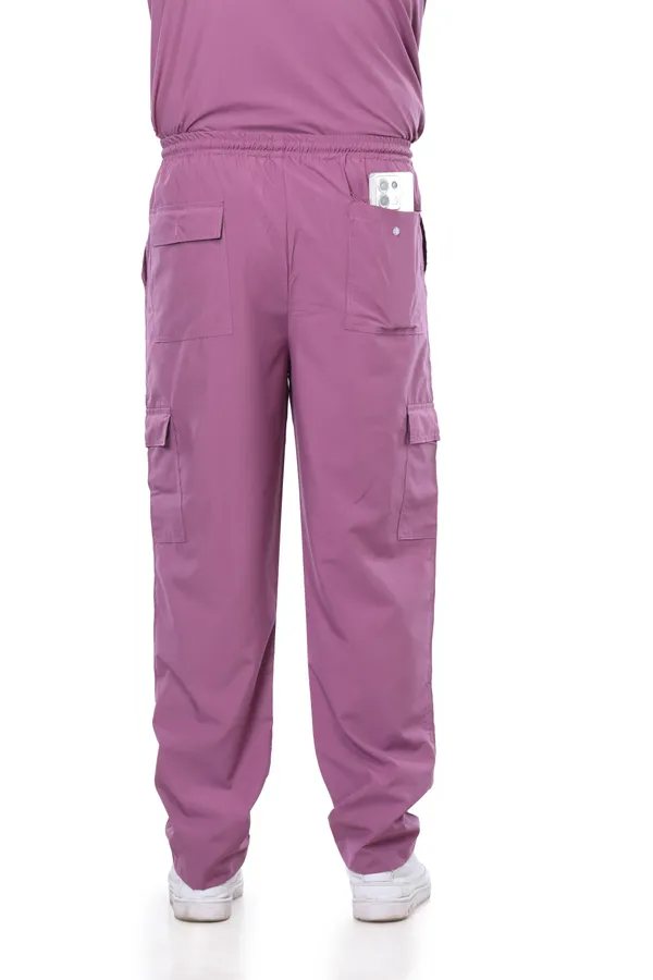 Misty_Pink_9_Pocket_Mandarin_Collar_Scrub_With_Cap_&_Mask_For_Men