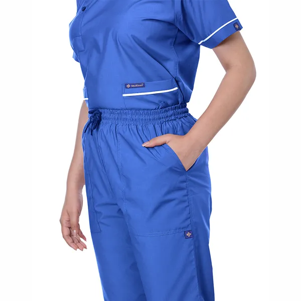 Royal_Blue_5_Pocket_Biofit_Collar_Scrub_With_Cap_&_Mask_For_Women