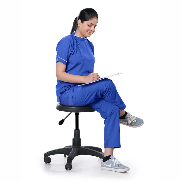 Royal_Blue_5_Pocket_Biofit_Collar_Scrub_With_Cap_&_Mask_For_Women