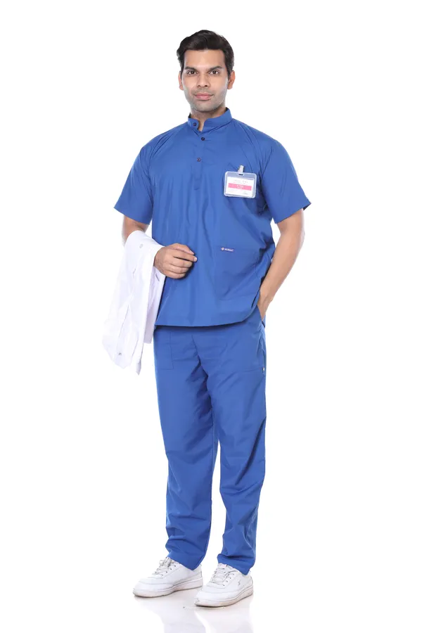 Royal_Blue_5_Pocket_Mandarin_Collar_Scrub_With_Cap_&_Mask_For_Men