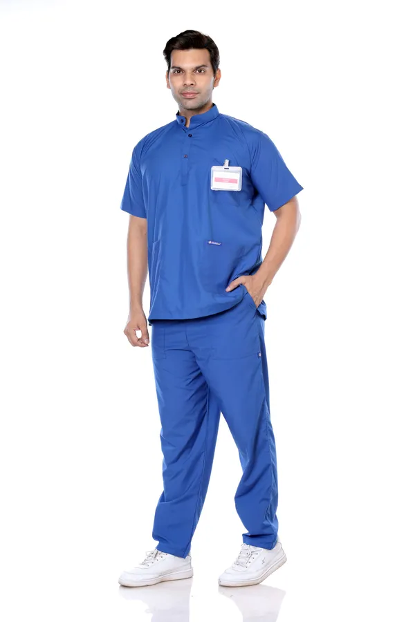 Royal_Blue_5_Pocket_Mandarin_Collar_Scrub_With_Cap_&_Mask_For_Men