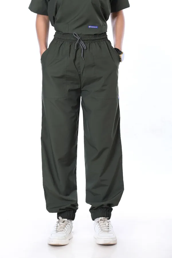 Forest_Green_7_Pocket_V_Neck_Scrub_With_Cap_&_Mask_For_Women