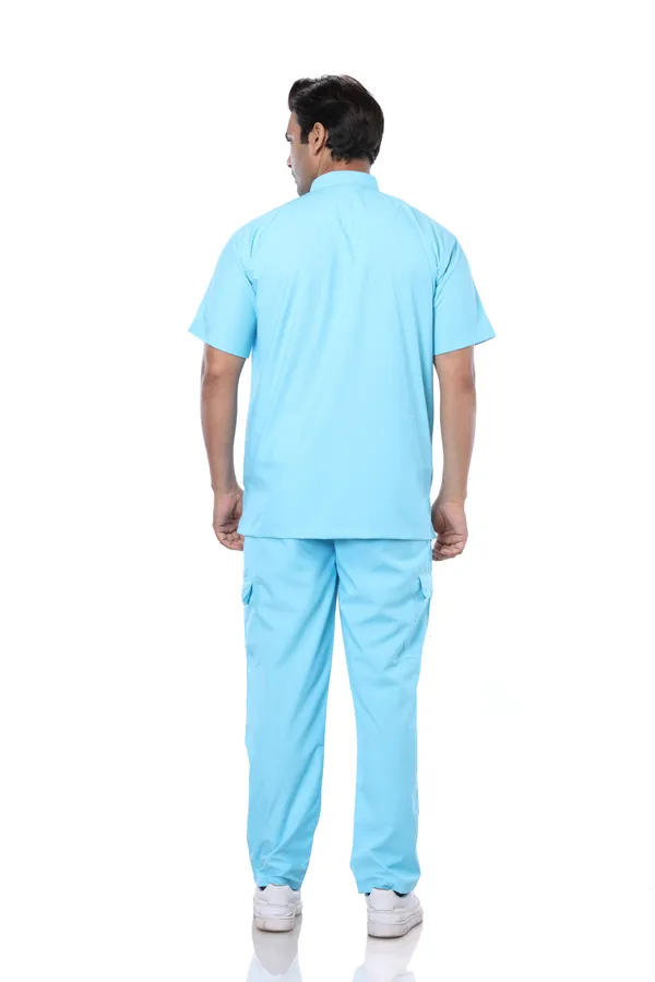 Pastel_Blue_9_Pocket_Mandarin_Collar_Scrub_With_Cap_&_Mask_For_Men