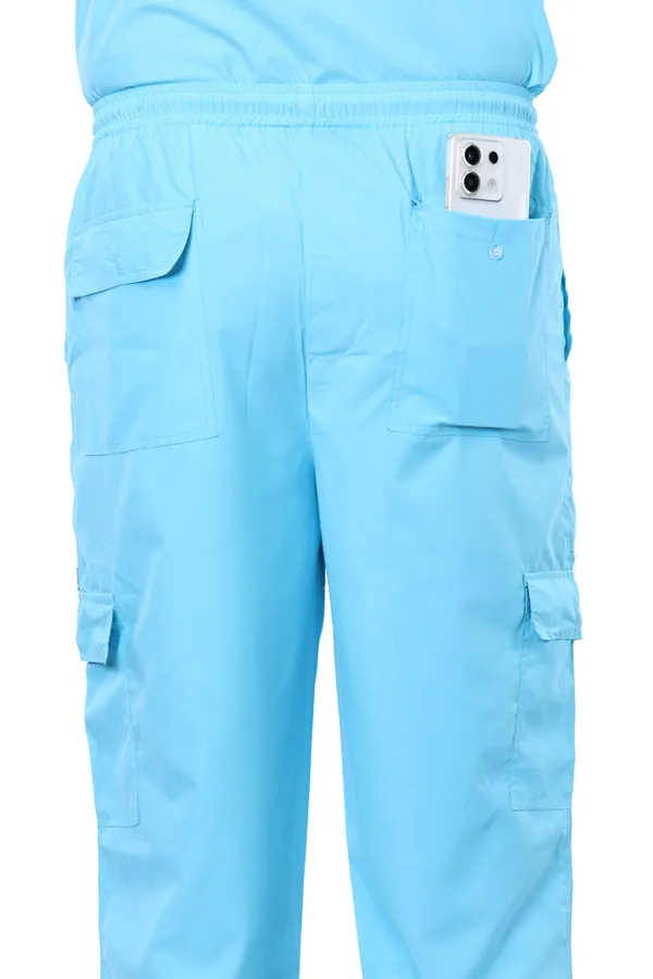 Pastel_Blue_9_Pocket_Mandarin_Collar_Scrub_With_Cap_&_Mask_For_Men