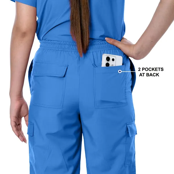 Sky_Blue_9_Pocket_Mandarin_Collar_Scrub_With_Cap_&_Mask_For_Women
