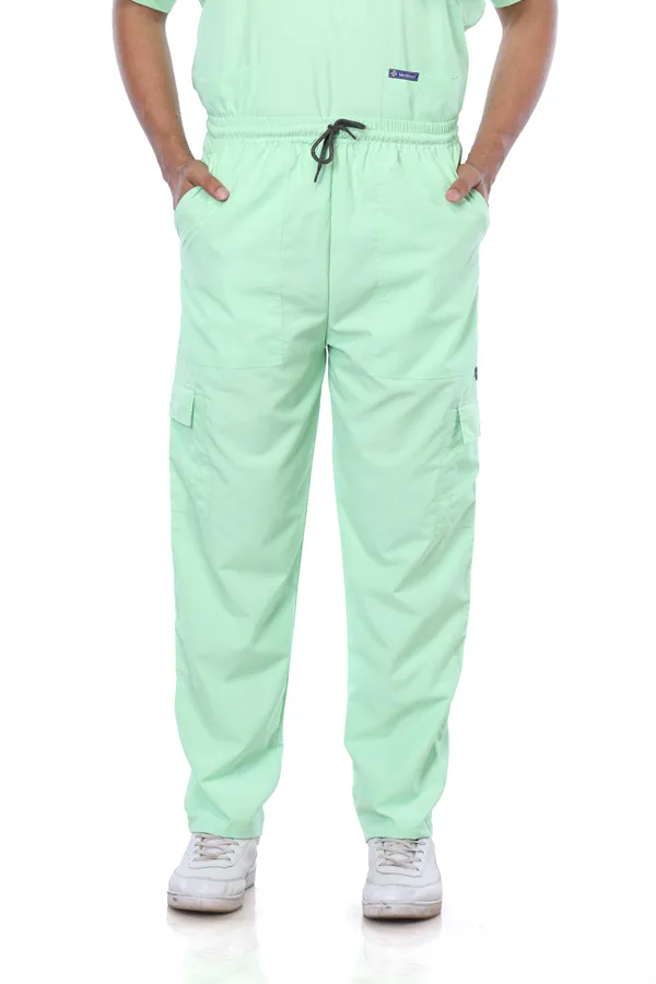 Pastel_Green_9_Pocket_Scrub_V_Neck_With_Cap_&_Mask_For_Men