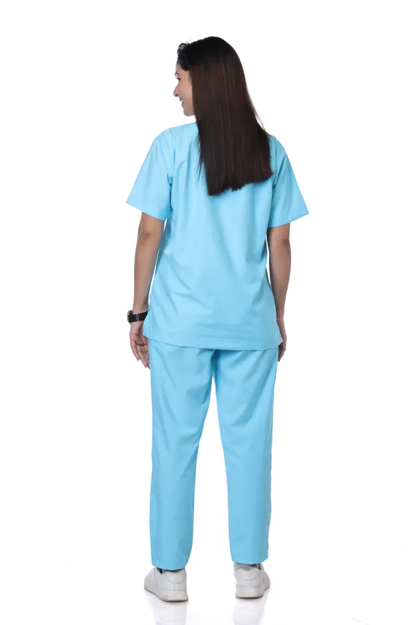 Pastel_Blue_5_Pocket_V_Neck_Scrub_With_Cap_&_Mask_For_Women