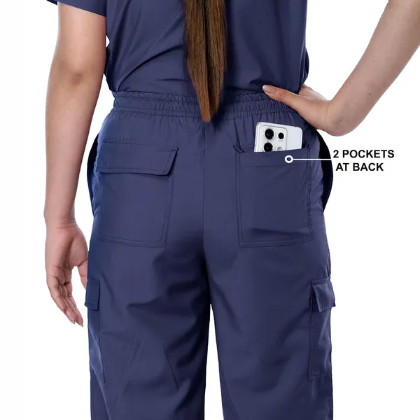 Navy_Blue_9_Pocket_Biofit_Collar_Scrub_With_Cap_&_Mask_For_Women