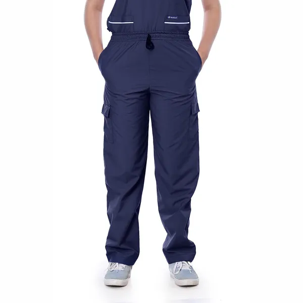 Navy_Blue_9_Pocket_Biofit_Collar_Scrub_With_Cap_&_Mask_For_Women