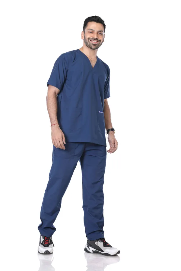 Air_Force_5_Pocket_V_Neck_Scrub_With_Cap_&_Mask_For_Men