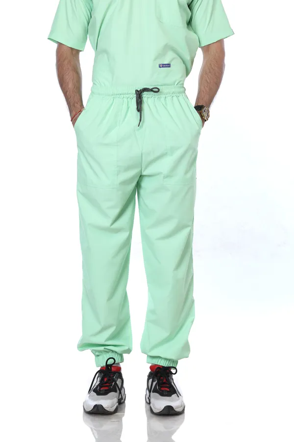 Pastel_Green_7_Pocket_V_Neck_Scrub_With_Cap_&_Mask_For_Men
