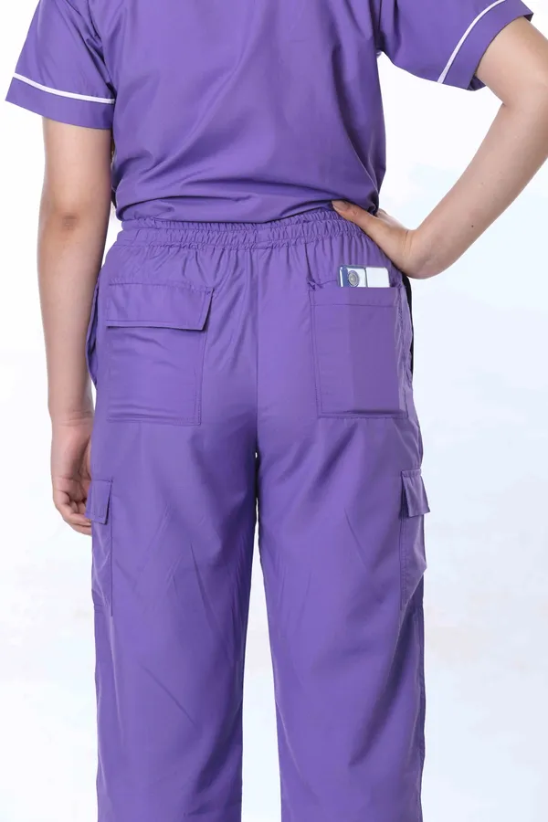 Lavender_9_Pocket_Mandarin_Collar_Scrub_With_Cap_&_Mask_For_Women