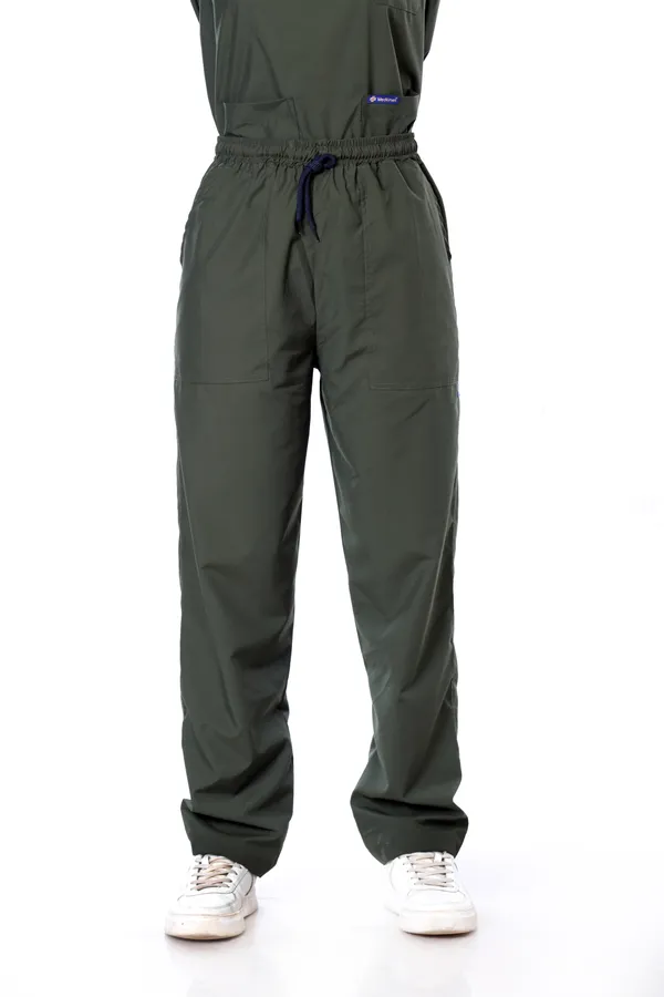 Forest_Green_5_Pocket_V_Neck_Scrub_With_Cap_&_Mask_For_Women