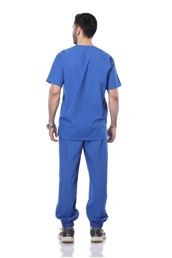Royal_Blue_7_Pocket_Mandarin_Collar_Scrub_With_Cap_&_Mask_For_Men