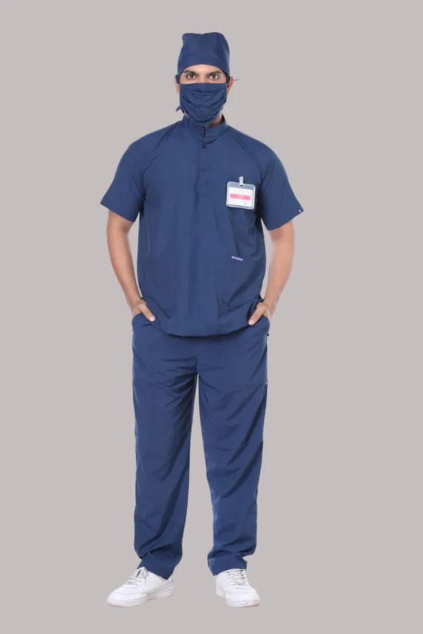 Air_Force_5_Pocket_Mandarin_Collar_Scrub_With_Cap_&_Mask_For_Men