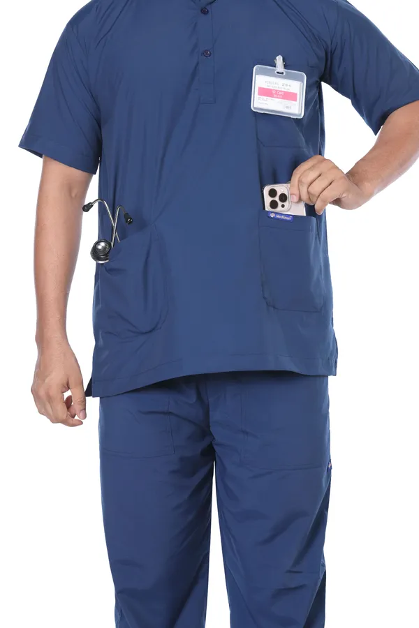 Air_Force_5_Pocket_Mandarin_Collar_Scrub_With_Cap_&_Mask_For_Men