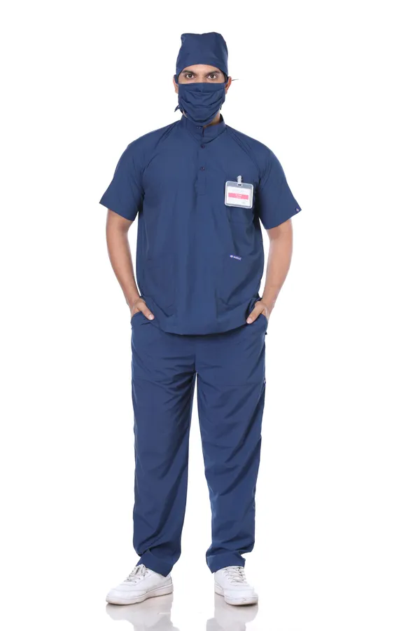 Air_Force_5_Pocket_Mandarin_Collar_Scrub_With_Cap_&_Mask_For_Men
