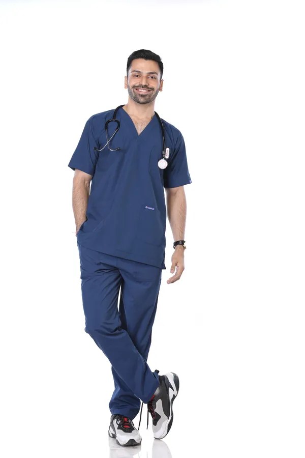 Air_Force_9_Pocket_Scrub_V_Neck_With_Cap_&_Mask_For_Men