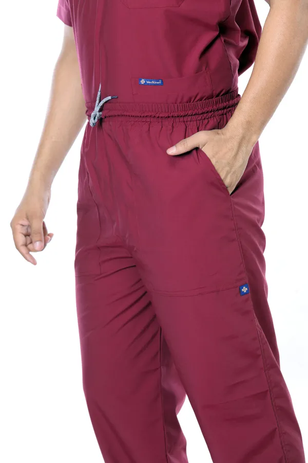 Maroon_5_Pocket_Mandarin_Collar_Scrub_With_Cap_&_Mask_For_Men