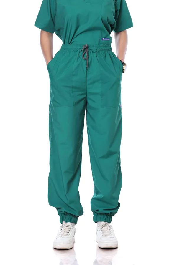 Green_7_Pocket_Biofit_Collar_Scrub_With_Cap_&_Mask_For_Women