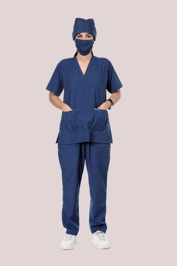 Air_Force_9_Pocket_Scrub_V_Neck_With_Cap_&_Mask_For_Women