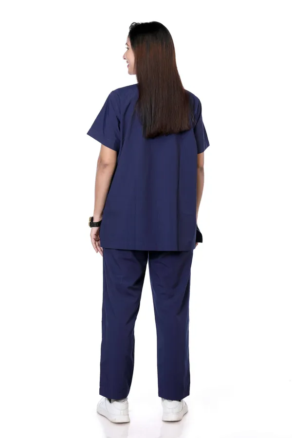 Navy_Blue_9_Pocket_Scrub_V_Neck_With_Cap_&_Mask_For_Women