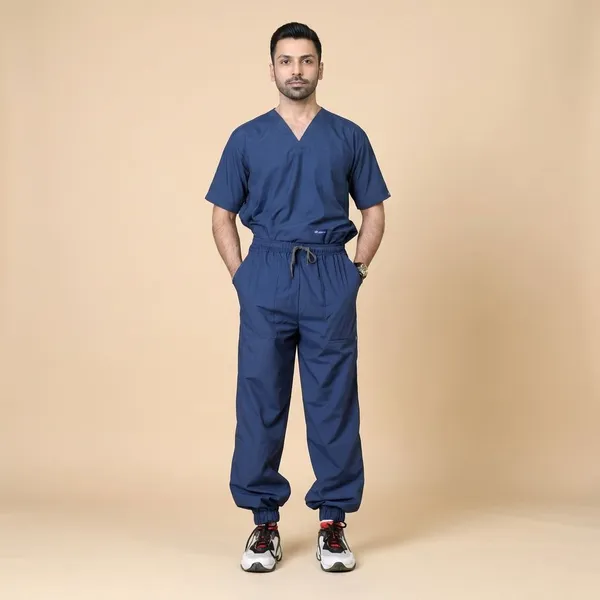Air_Force_7_Pocket_V_Neck_Scrub_With_Cap_&_Mask_For_Men