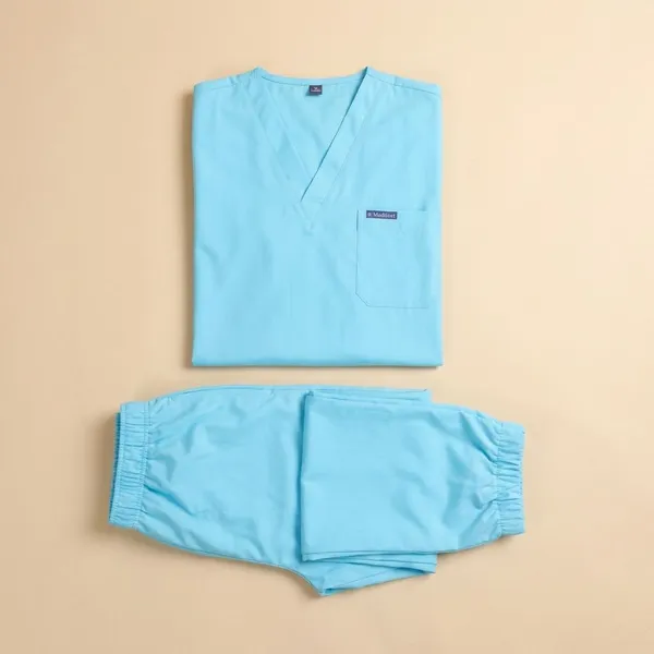 Pastel_Blue_7_Pocket_V_Neck_Scrub_With_Cap_&_Mask_For_Men