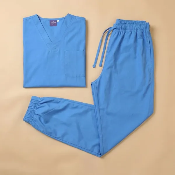 Sky_Blue_7_Pocket_V_Neck_Scrub_With_Cap_&_Mask_For_Men