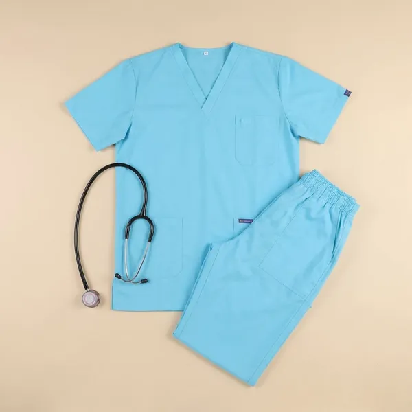 Pastel_Blue_9_Pocket_Scrub_V_Neck_With_Cap_&_Mask_For_Men