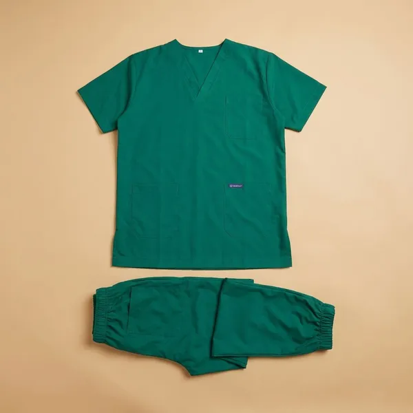 Green_7_Pocket_Mandarin_Collar_Scrub_With_Cap_&_Mask_For_Men