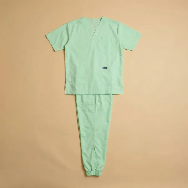 Pastel_Green_7_Pocket_Mandarin_Collar_Scrub_With_Cap_&_Mask_For_Men