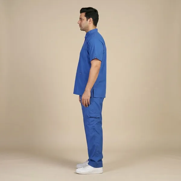 Royal_Blue_9_Pocket_Mandarin_Collar_Scrub_With_Cap_&_Mask_For_Men
