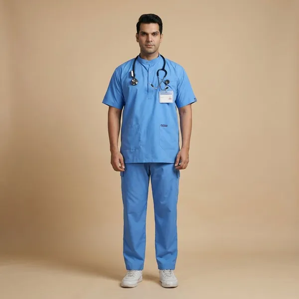 Sky_Blue_9_Pocket_Mandarin_Collar_Scrub_With_Cap_&_Mask_For_Men