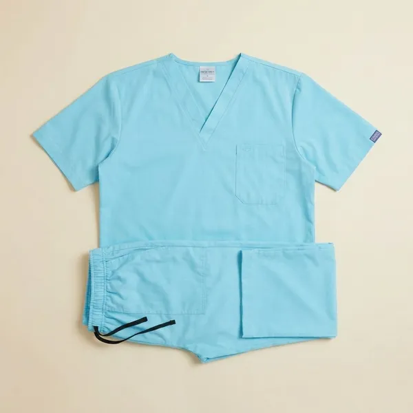 Pastel_Blue_5_Pocket_V_Neck_Scrub_With_Cap_&_Mask_For_Men