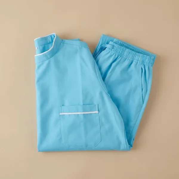 Pastel_Blue_7_Pocket_Biofit_Collar_Scrub_With_Cap_&_Mask_For_Women