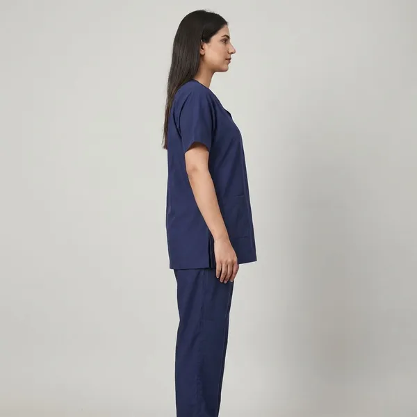 Navy_Blue_9_Pocket_Scrub_V_Neck_With_Cap_&_Mask_For_Women