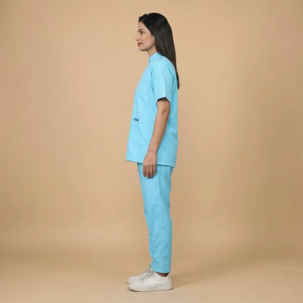 Pastel_Blue_7_Pocket_Mandarin_Collar_Scrub_With_Cap_&_Mask_For_Women