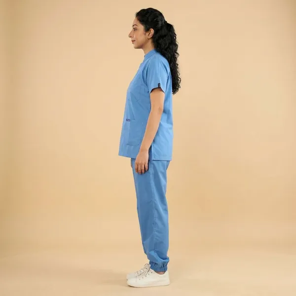 Sky_Blue_7_Pocket_Mandarin_Collar_Scrub_With_Cap_&_Mask_For_Women