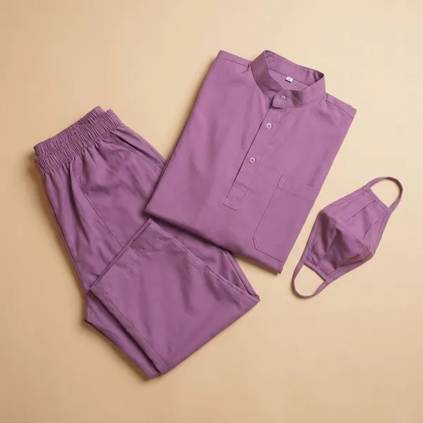 Misty_Pink_9_Pocket_Mandarin_Collar_Scrub_With_Cap_&_Mask_For_Women